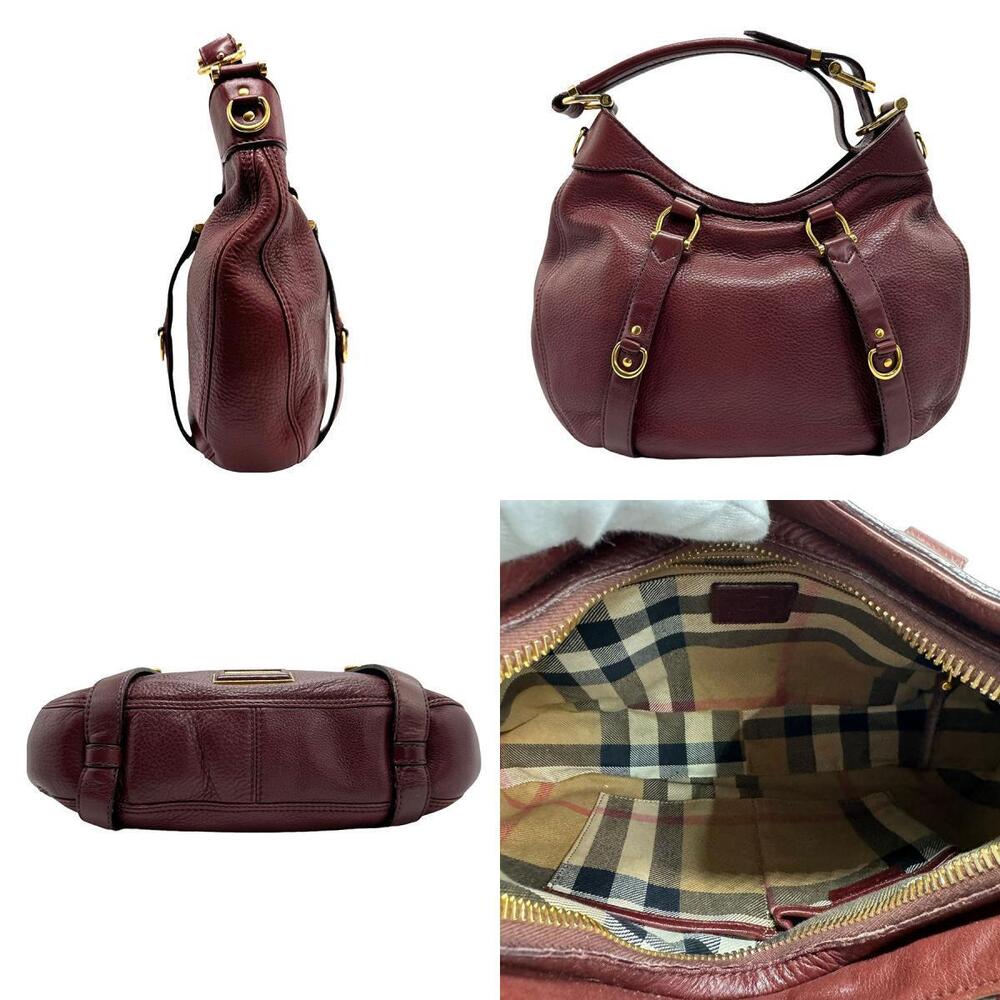 Burberry Burgundy Red Gold Leather Shoulder Bag - Picture 2 of 4